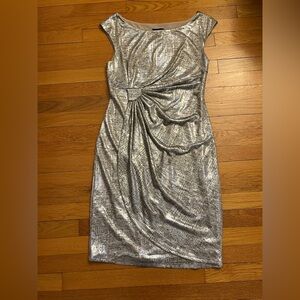 Knee length silver dress, size 6